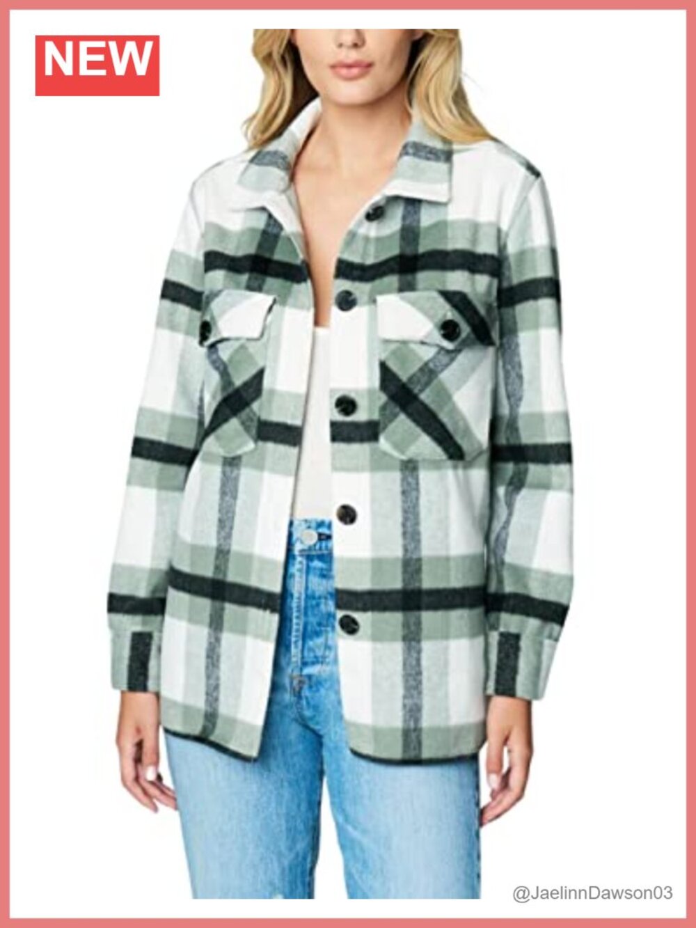 Women's Plaid Shirt Jacket Stylish Shacket Trendy Long Sleeve Coat